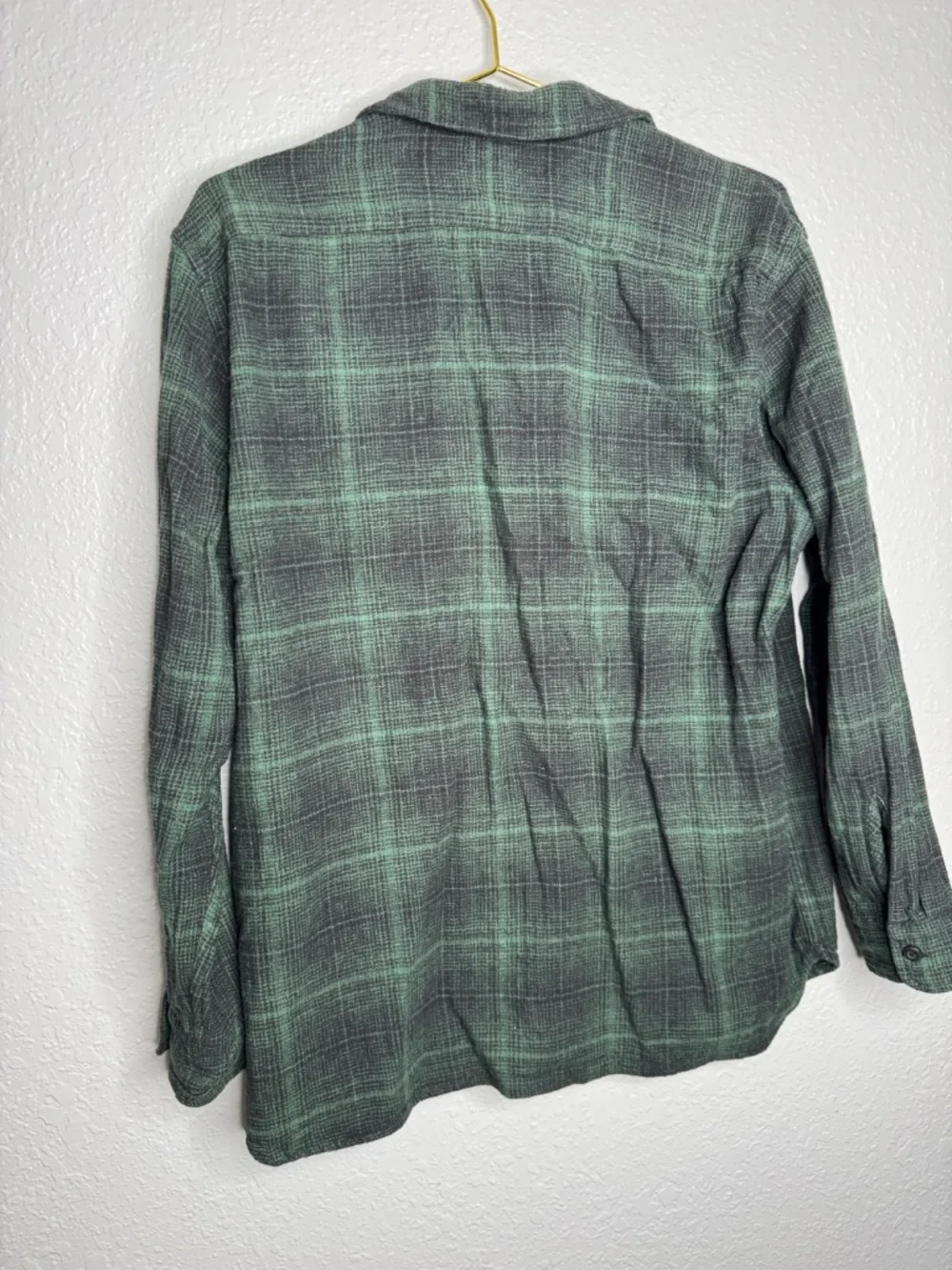 Levis Flannel Shirts Men Large Green Black Relaxed Fit Plaid Button‎ up Pocket